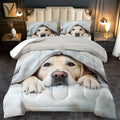 Grey Dog Comforter Set Queen Size for Boys and Girls Bedding