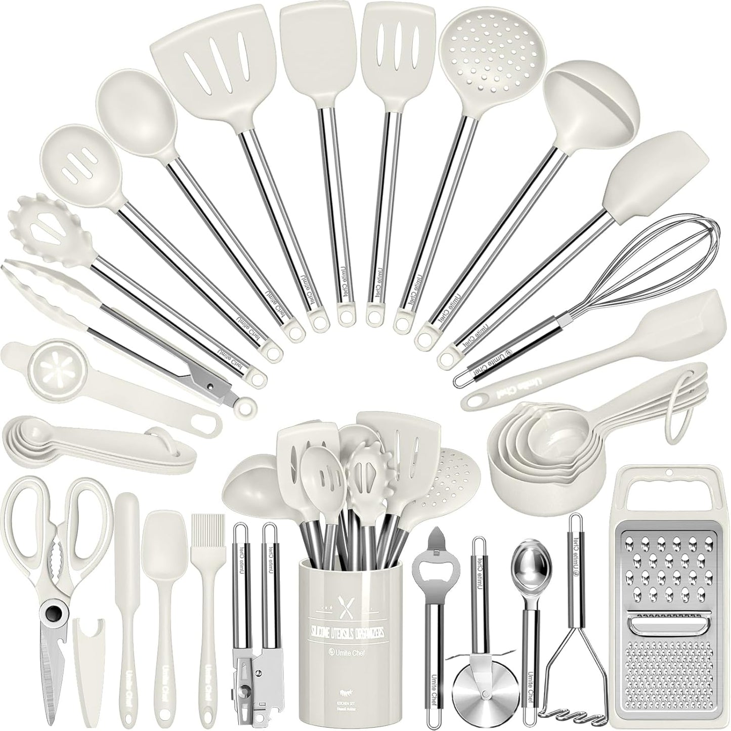Kitchen Utensils Set for Nonstick Cookware - 34 Pcs Silicone Tools