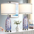 26 in Coastal Glass Table Lamps Set of 2 - Beachy Dual-Light Touch