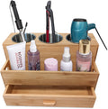 Hair Tool Organizer Bamboo Styling Holder - Countertop Caddy
