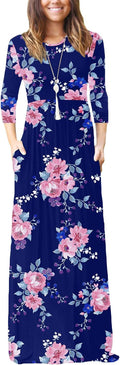 Long Sleeve Loose Maxi Dress with Pockets - Flowy Everyday Comfort in
