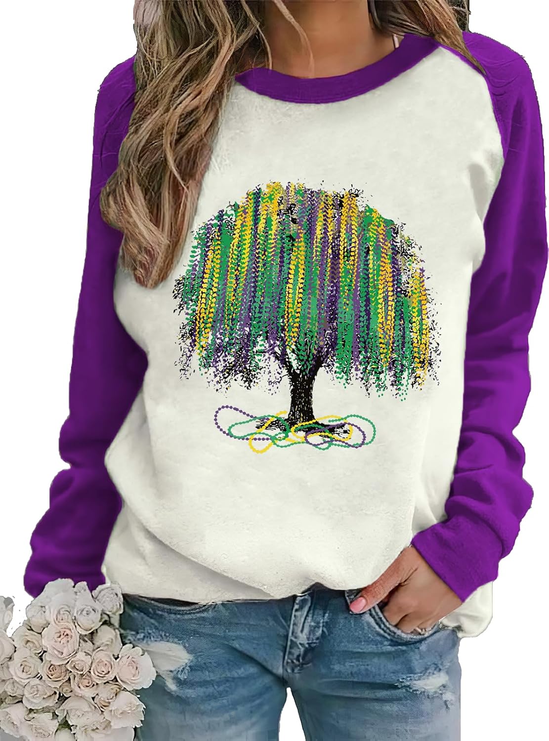 Stay Stylish with Mardi Gras Purple Sweatshirt!