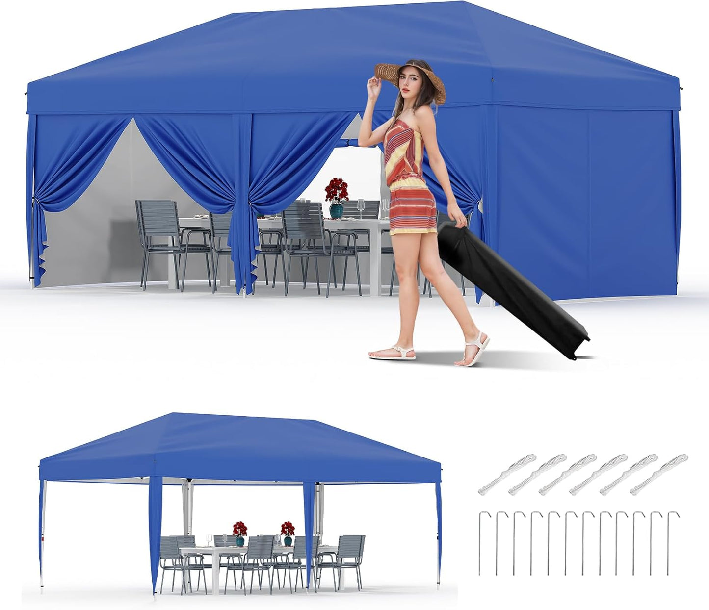 10x20 Pop Up Canopy Tent with Removable Sidewalls for Events