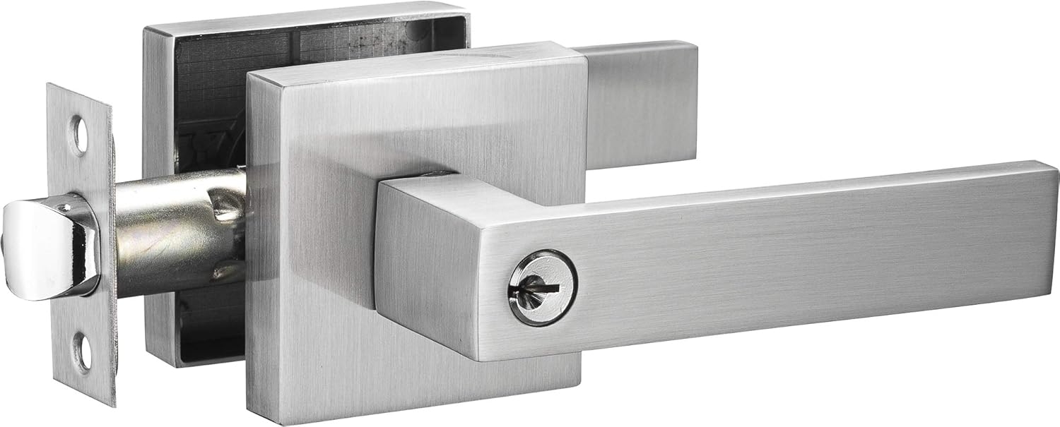 Contemporary Square Entry Lever Door Handle Lock Set for Security