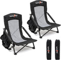SUNNYFEEL Folding Low Camping Beach Chair 2 Pack - Comfortable