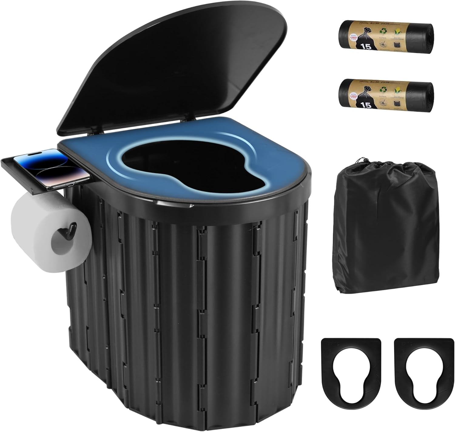 UOPBYEA Foldable Portable Camping Toilet - Comfortable & Convenient