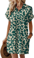 Womens Summer Shirt Dress Short Sleeve Floral Shift Dress - Flowy Tip