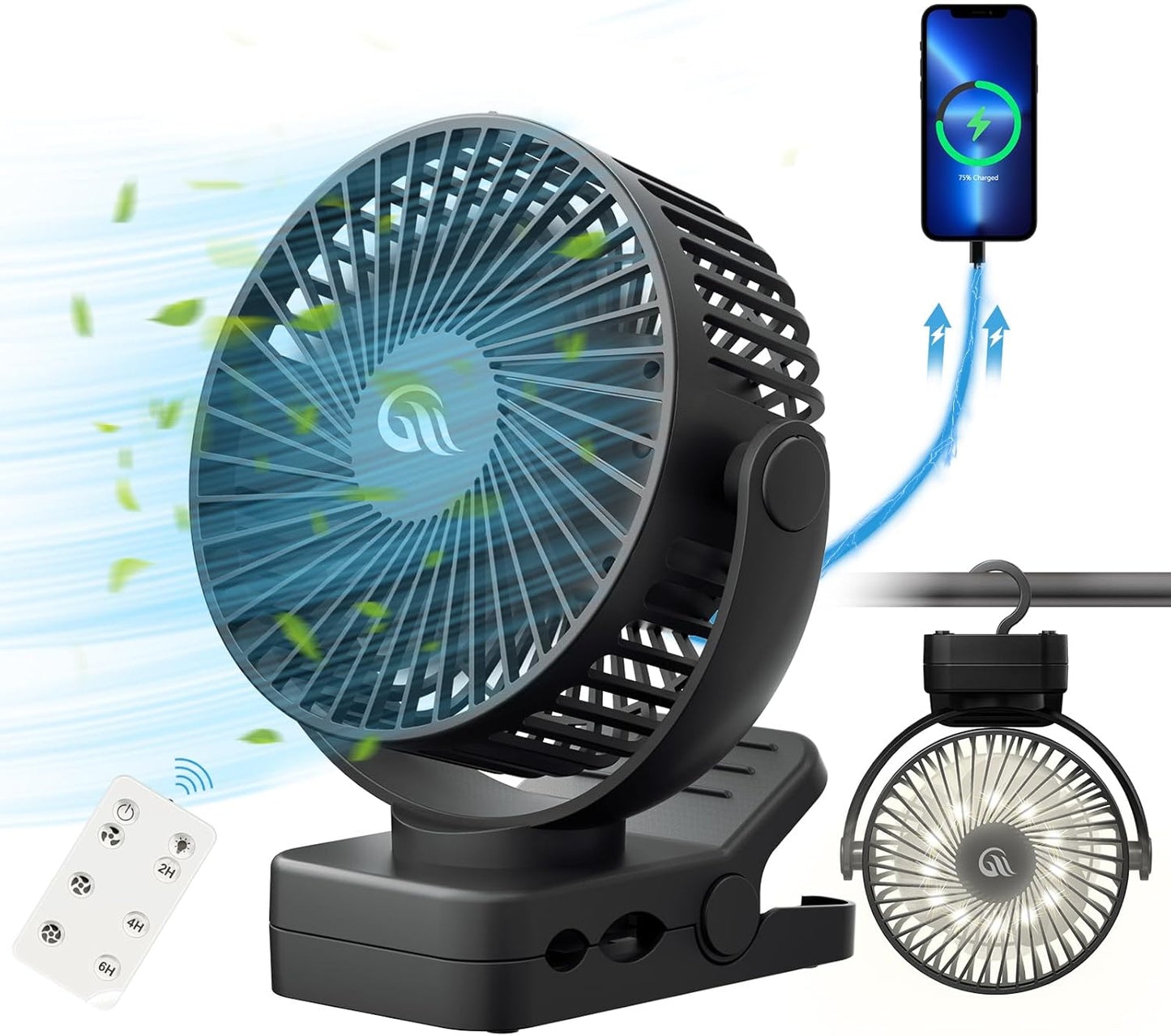 OUTERFAN: Portable 60hr Rechargeable Fan with Remote Control