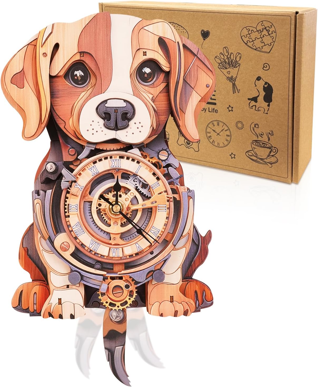 Cutywood 3D Puzzles for Adults - Beagle Clock Model Kit
