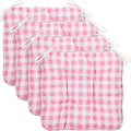Chair Cushions 4 Pack Pink White Buffalo Plaid Seat Pads - Comfortable