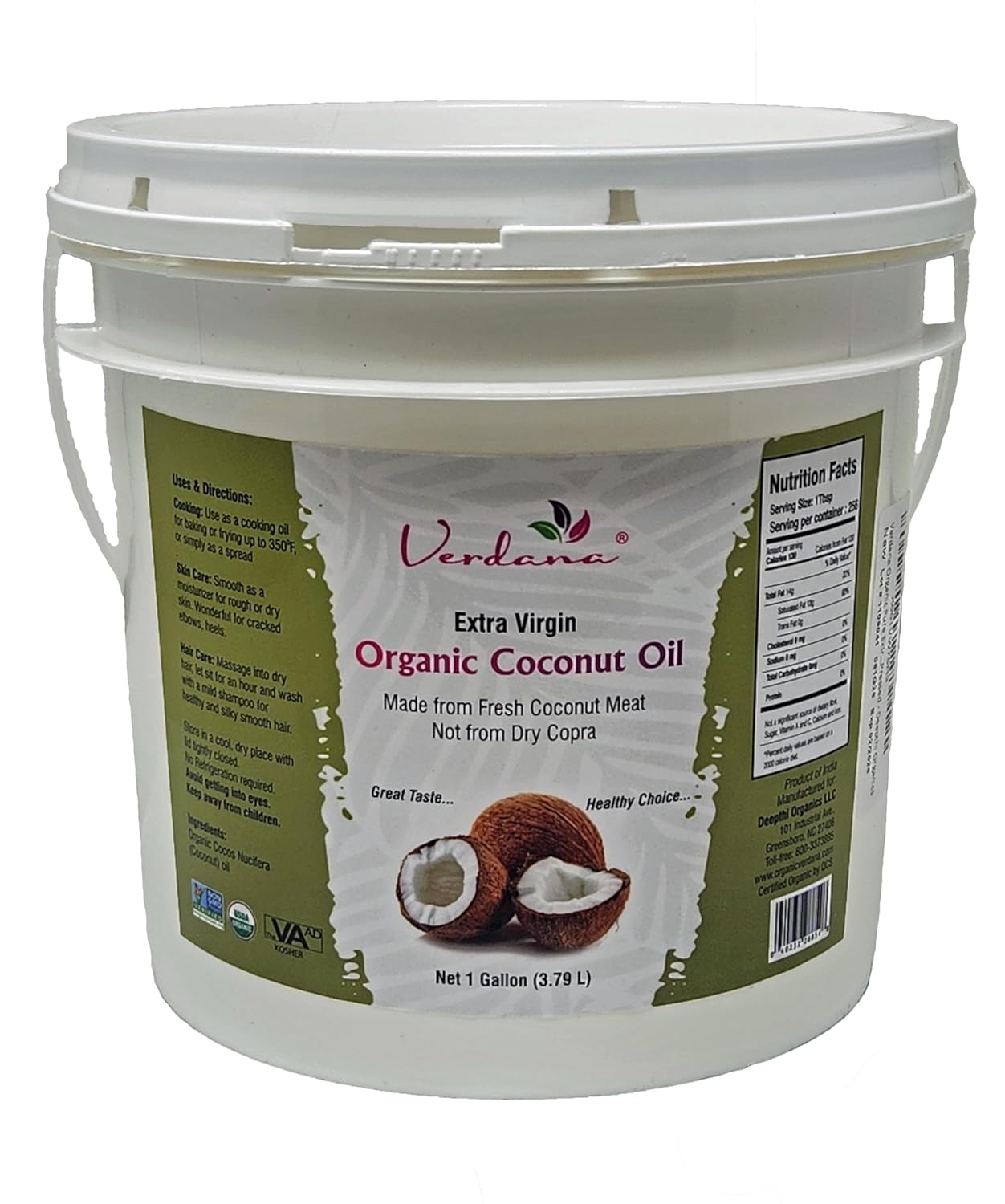 Extra Virgin Coconut Oil for Cooking and Beauty 1 Gallon