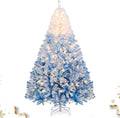 HAPPYGRILL 7 ft Pre-lit Flocked Christmas Tree - Snowy 350 LEDs