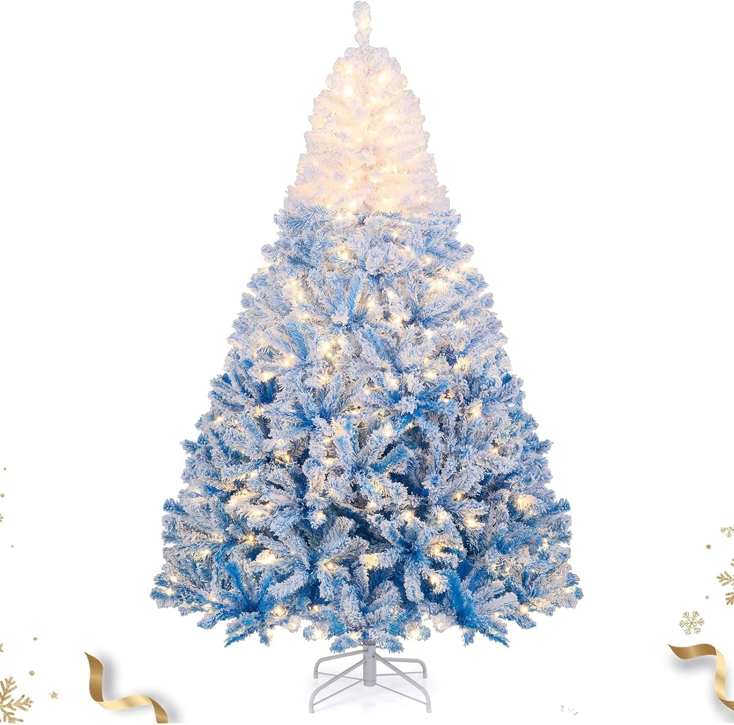 7 FT Pre-lit Flocked Christmas Tree with 350 LED Lights