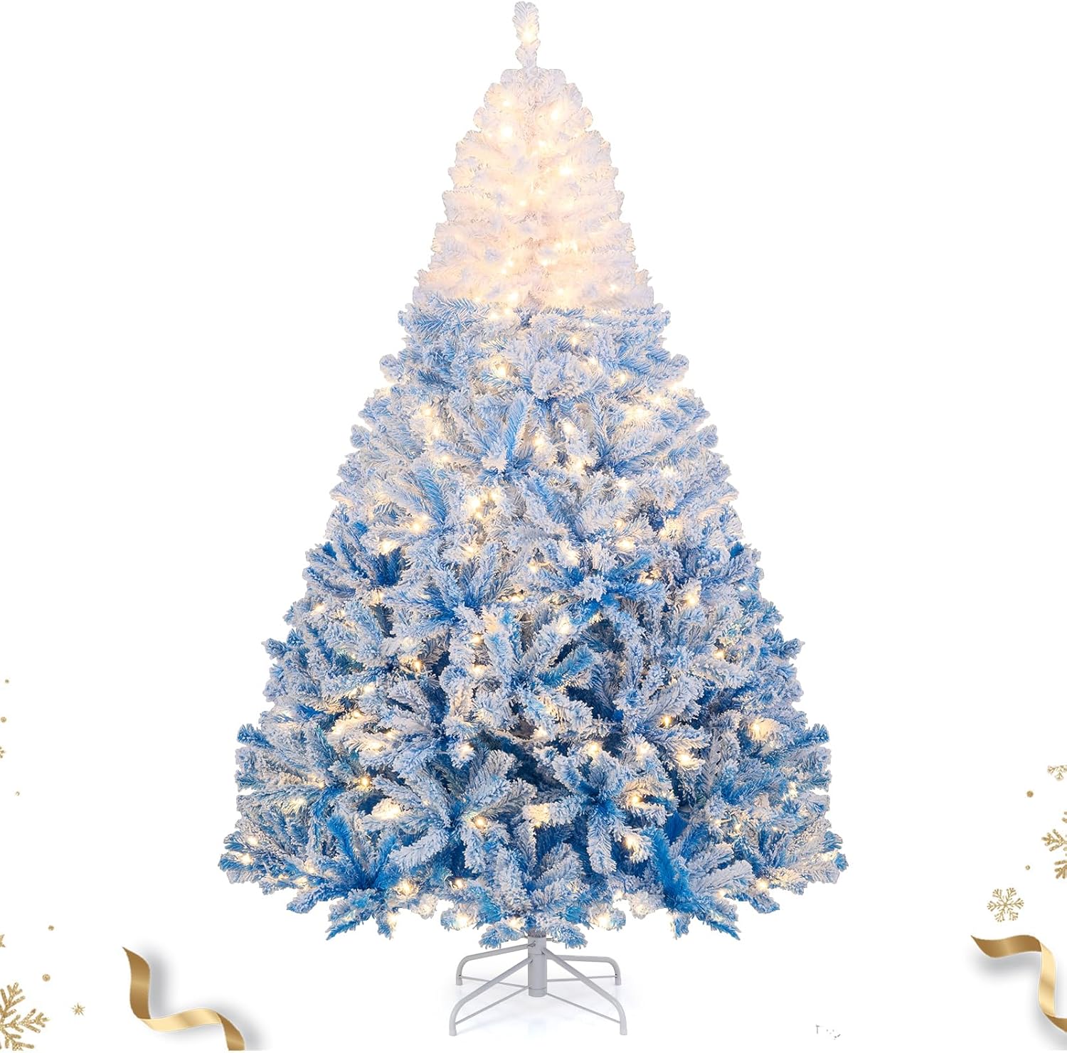 7 FT Pre-lit Flocked Christmas Tree with 350 LED Lights
