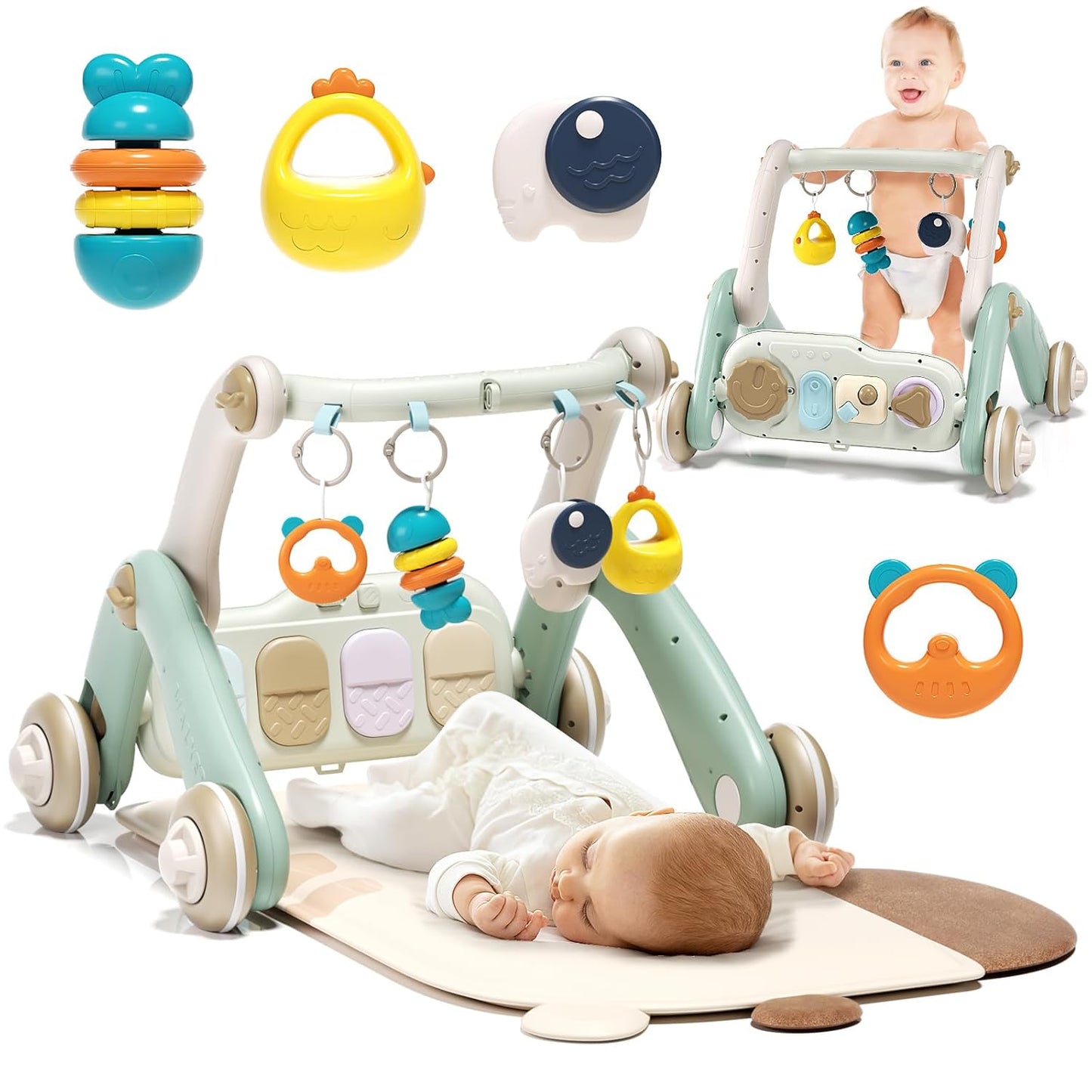 2-in-1 Baby Gym & Walker - Play, Learn, Grow! [White]