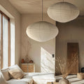 20in Oval Linen Pendant Lamp Shades 2PCS - Soft Warm Fabric Lighting