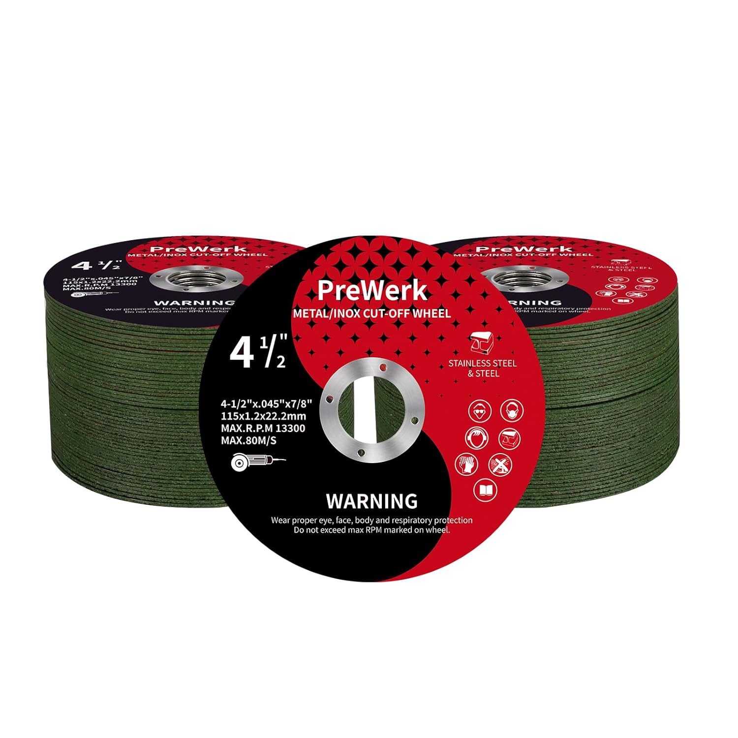 PREWERK 100 pc 4.5 Cutting Wheel Set - Ultra Thin Discs for Effortless Metal Cutting