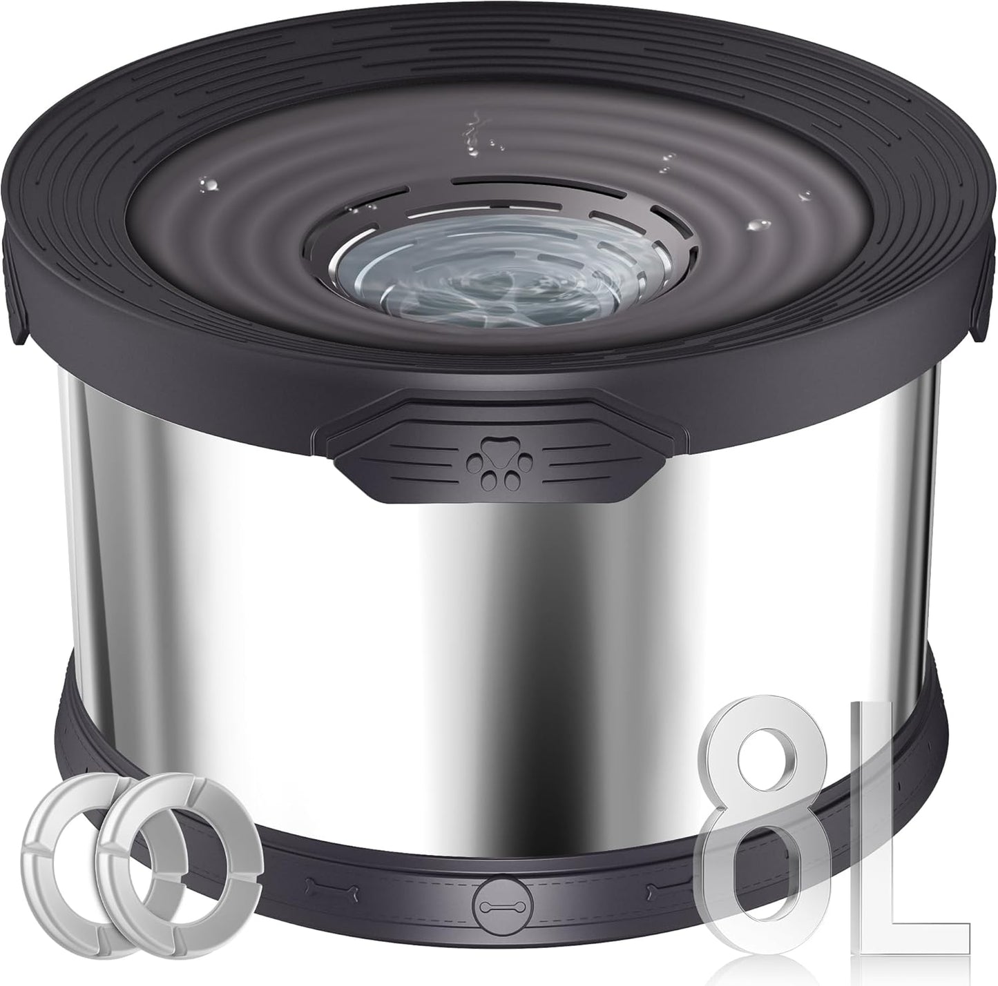 UPSKY Dog Water Bowl No Spill 8L Stainless Steel for Large Dogs