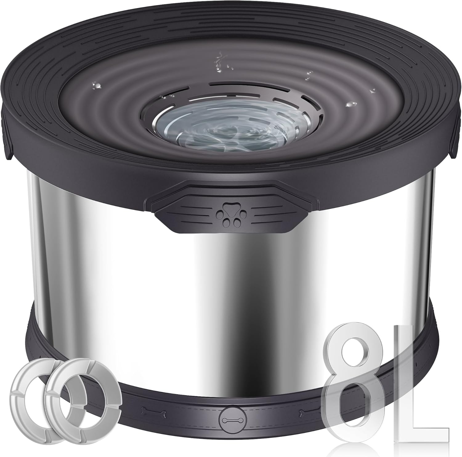 UPSKY Dog Water Bowl No Spill 8L Stainless Steel for Large Dogs