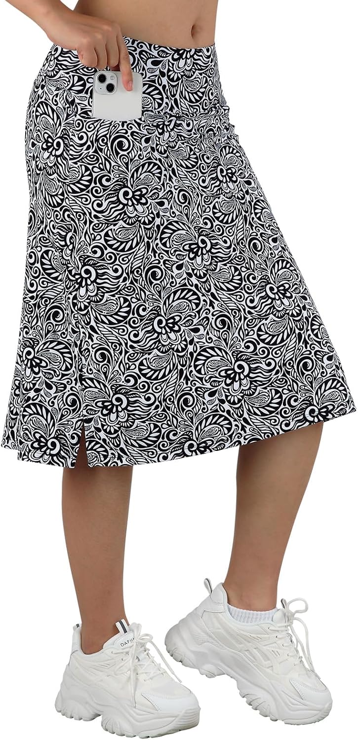 Women's Midi Length Skorts with 3 Pockets for Activewear