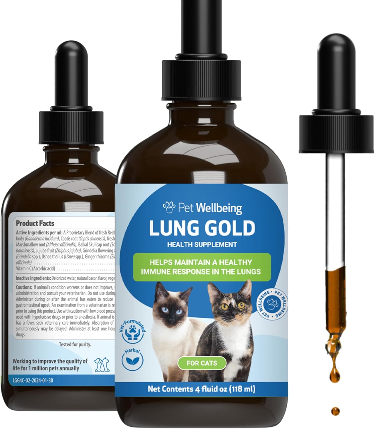 Pet Wellbeing Lung Gold for Cats - Herbal Respiratory Support