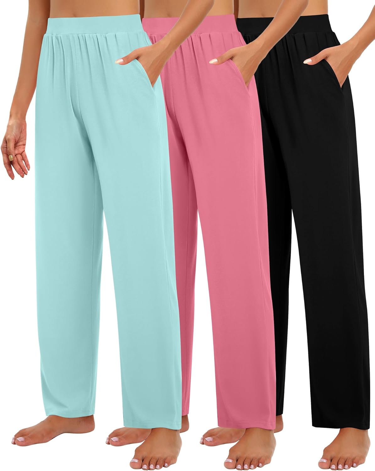 Huukeay Women's Lounge Pants: Cozy Wide Leg Slacks with Pockets