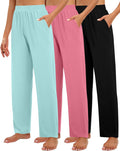Huukeay Women's Wide Leg Lounge Pants - Cozy 3 Pack Clothing