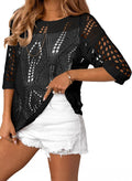 Womens Crochet Hollow Out Knit Top - Beach Cover Up 2025