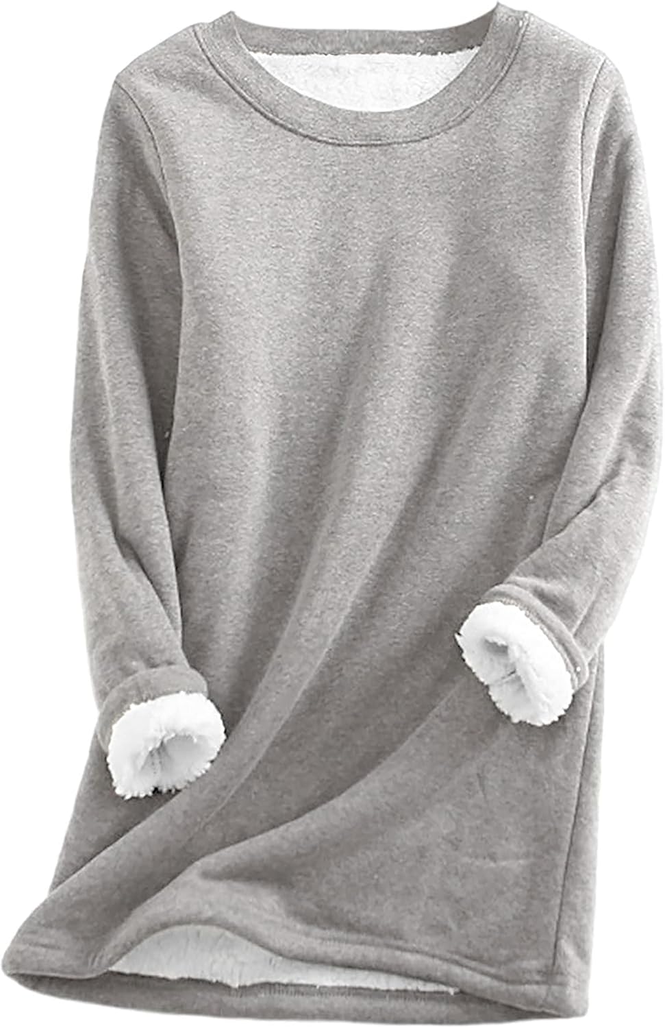 Yeokou Women Warm Sherpa Lined Fleece Crewneck Sweatshirt