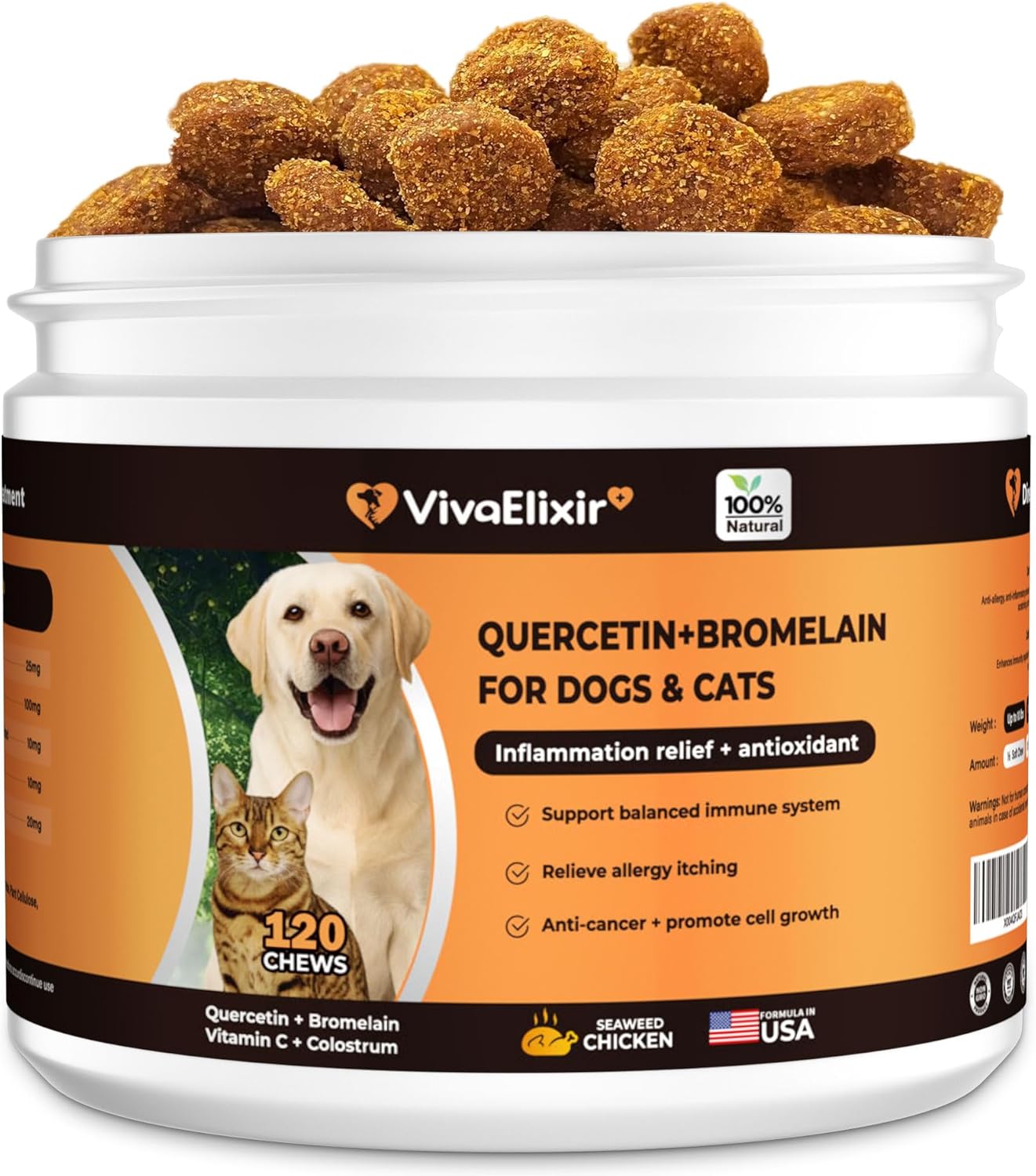 Quercetin & Bromelain for Dogs & Cats - Immune Support Chewables