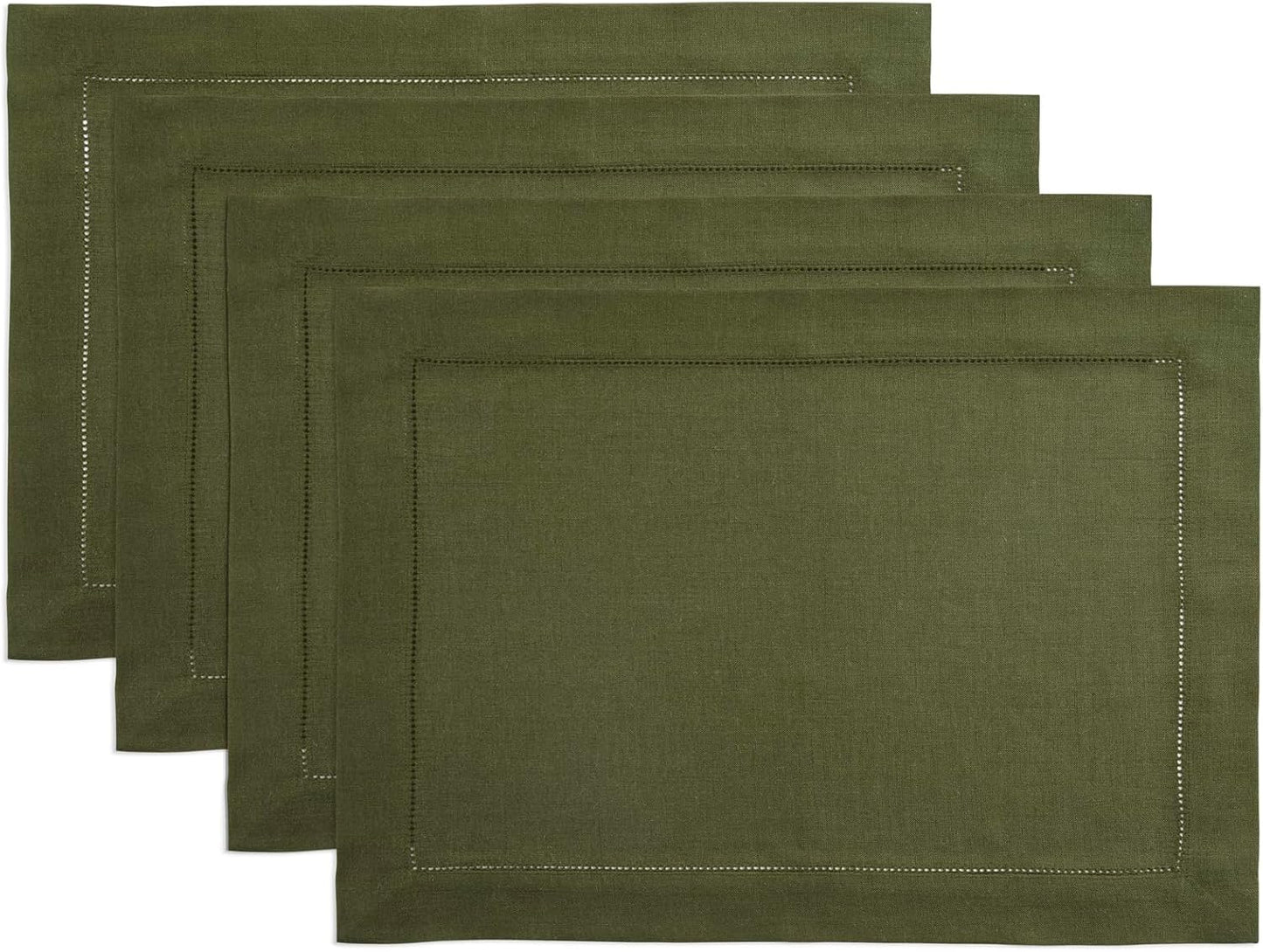 Pure Linen Olive Placemats Set of 4 for Stylish Table Settings