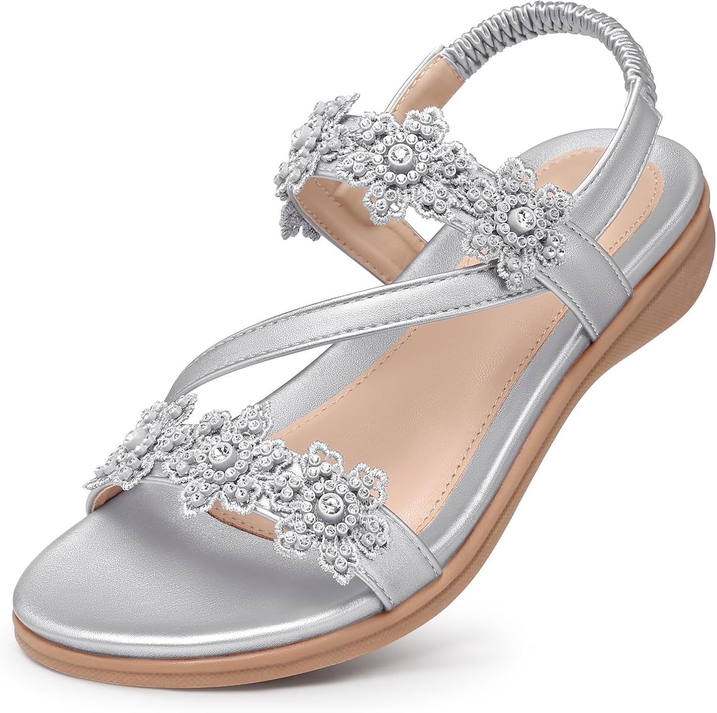 TEMOFON Sandals for Women: Elegant Summer Flower Flat Sandals