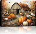 Autumn Pumpkin Barn Canvas Wall Art - Ready to Hang Fall Print