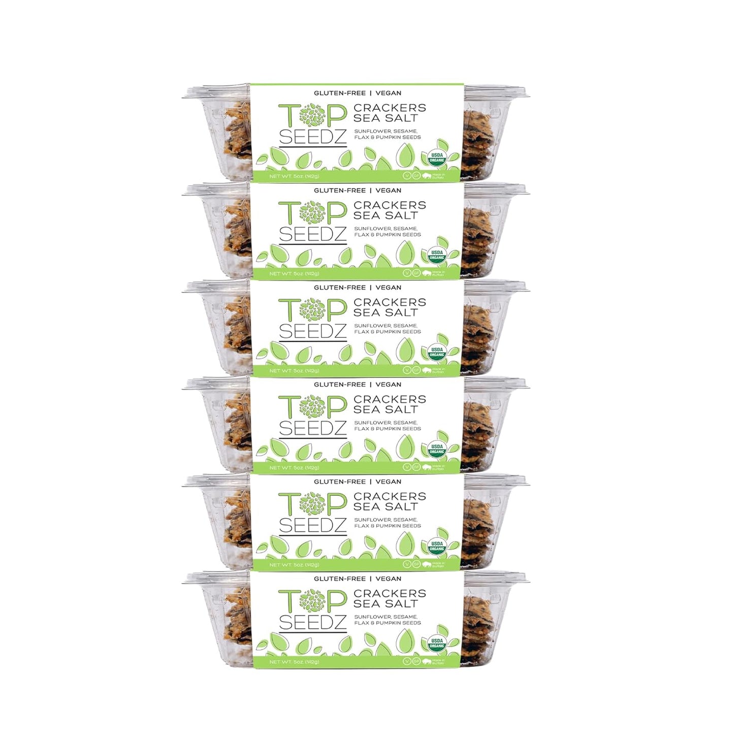 Top Seedz Organic Gluten Free Sea Salt Seed Crackers 6-Pack