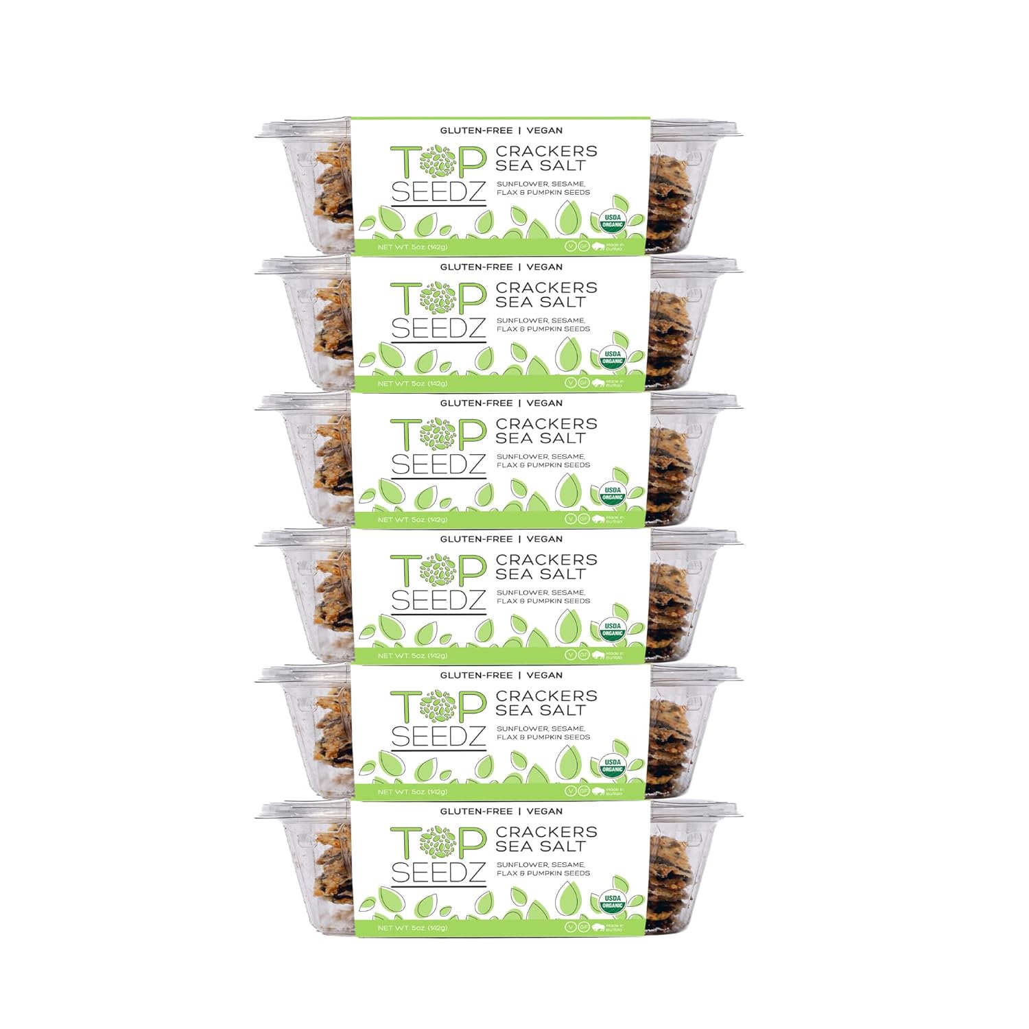 Top Seedz Organic Gluten Free Sea Salt Seed Crackers 6-Pack