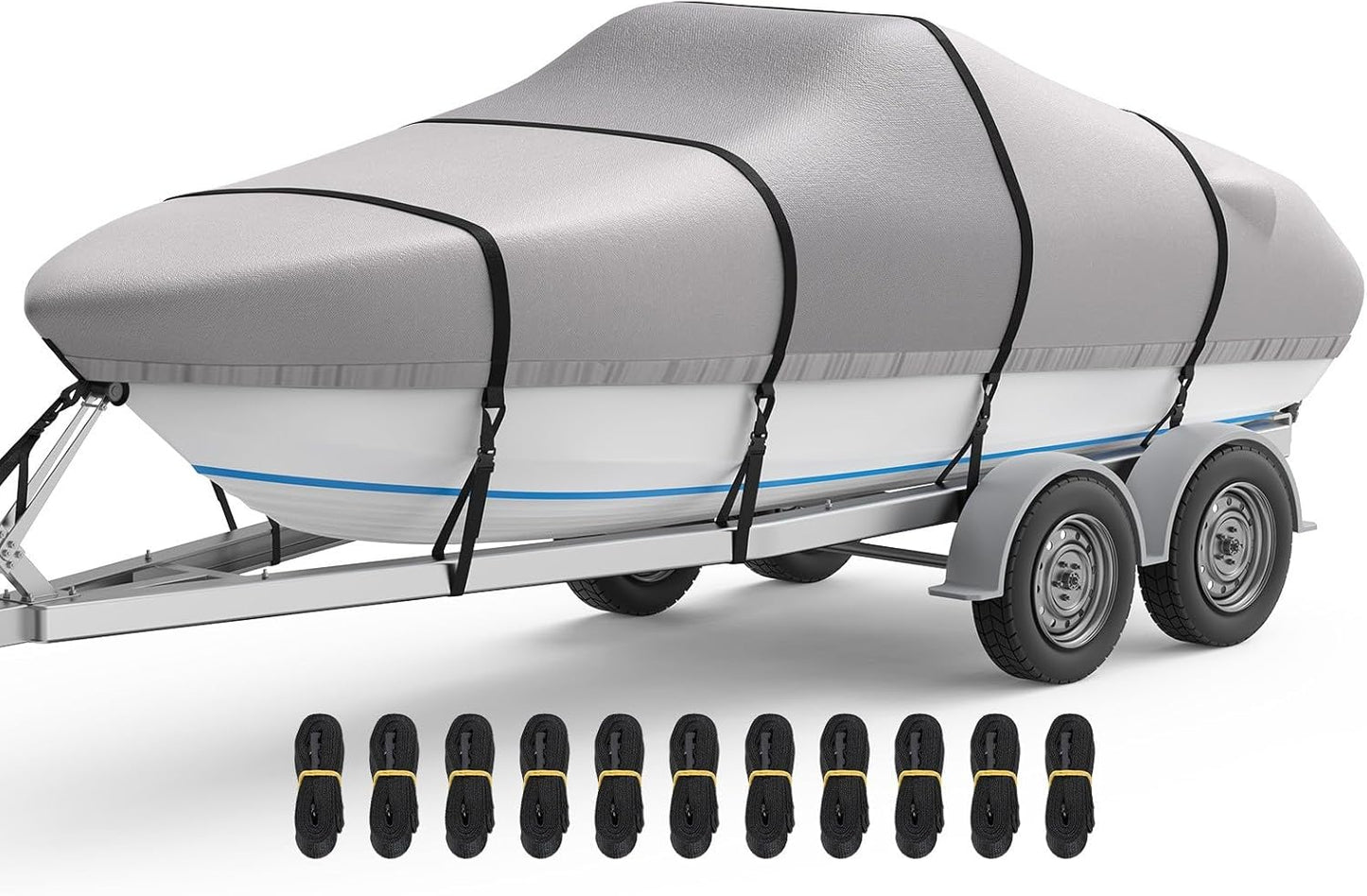 RVMasking Heavy Duty Waterproof Boat Cover for V-Hull Boats