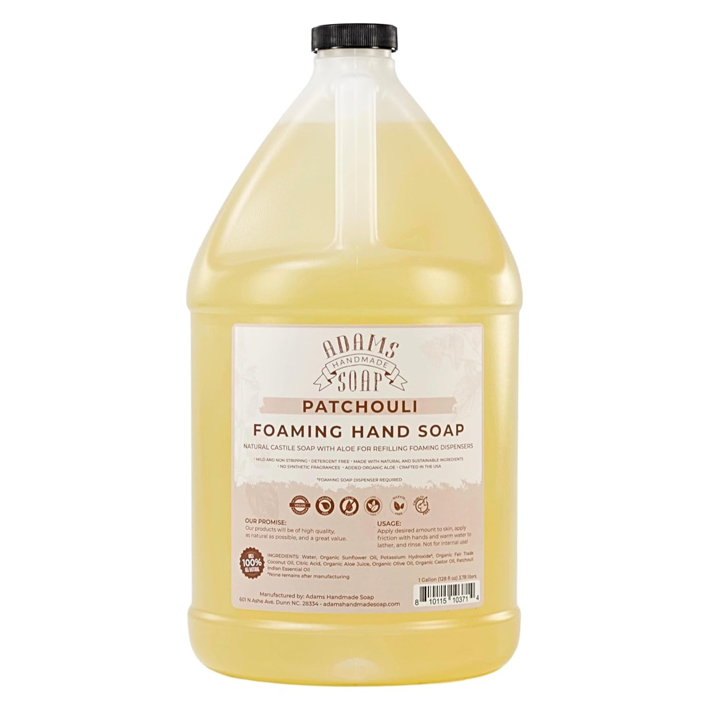 Adams Handmade Soap Liquid Foaming Soap 1 Gal - Patchouli Scent
