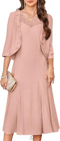 Sequined Lace Midi Dress with Jacket - Flattering Wedding & Evening