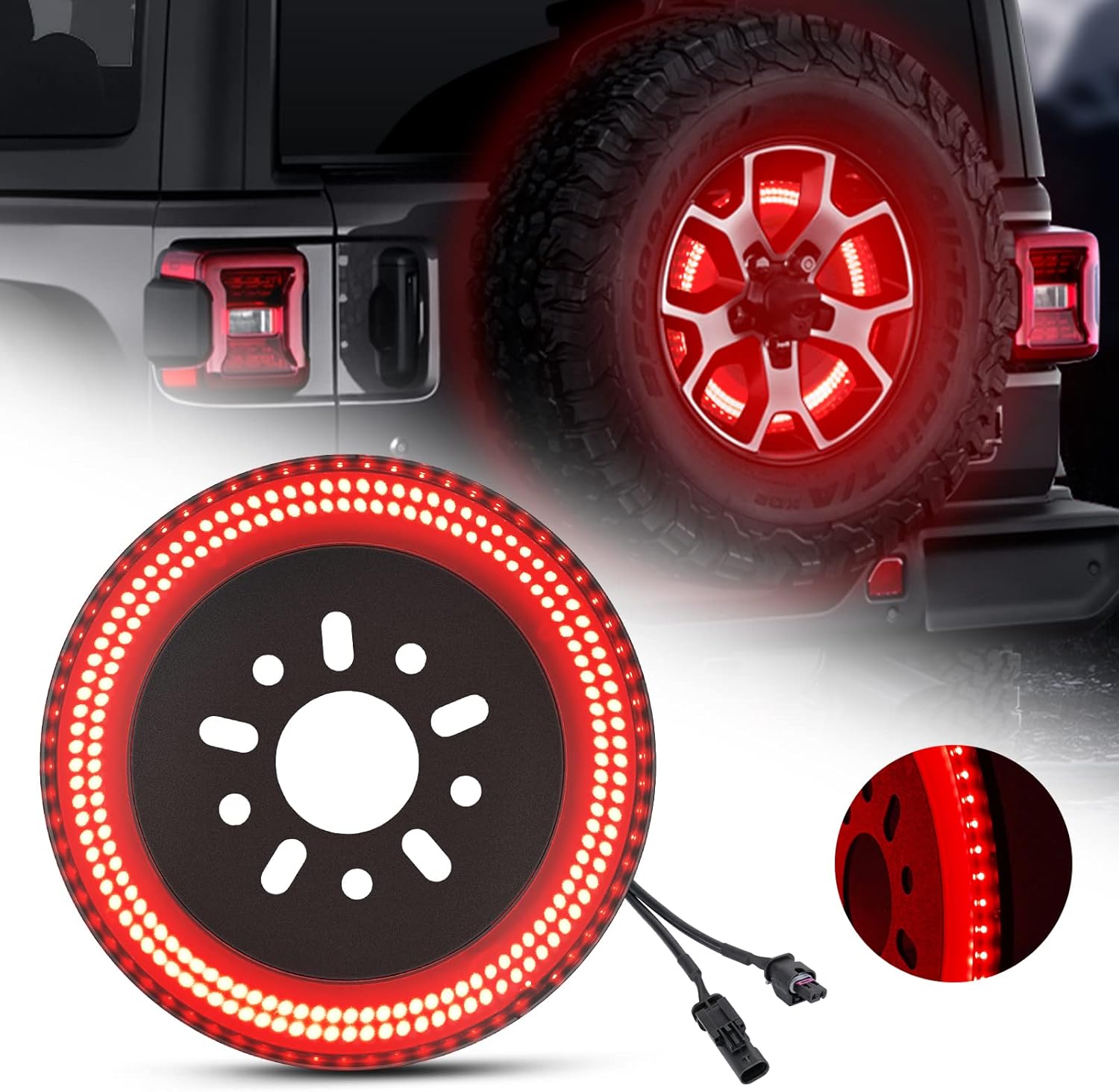 SUPAREE 3-Side Spare Tire Brake Light for Jeep Wrangler 2018-2025