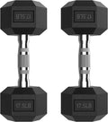 PAPABABE HEX Dumbbell Set 17.5 lb Pair - Rubber Encased Home Gym