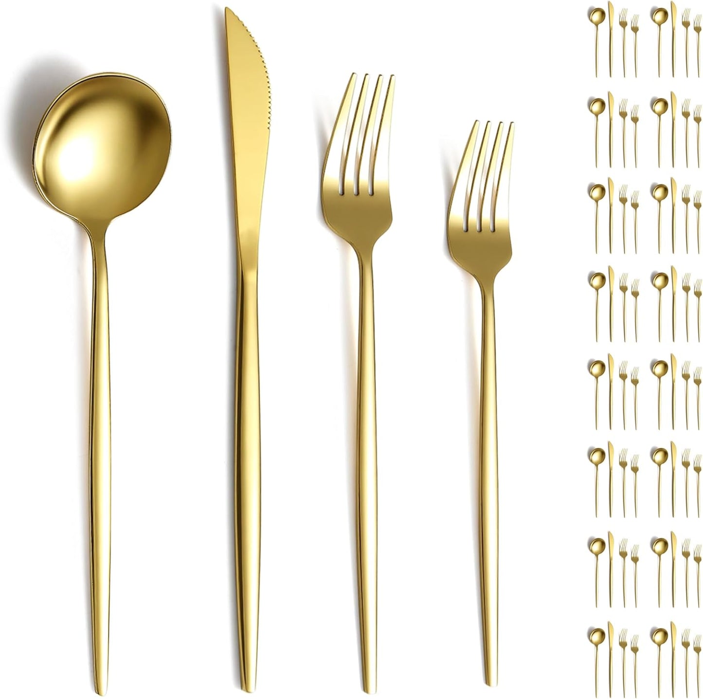 Evanda Gold Silverware Set 64 Piece for Elegant Dining Events