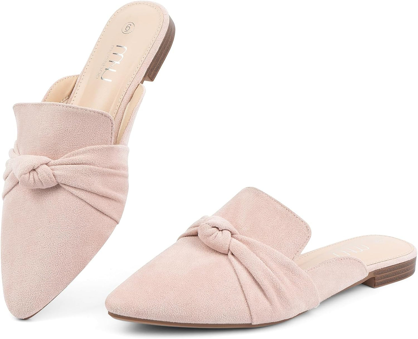 MUSSHOE Mules for Women - Comfortable Slip-On Flats with Bowknot
