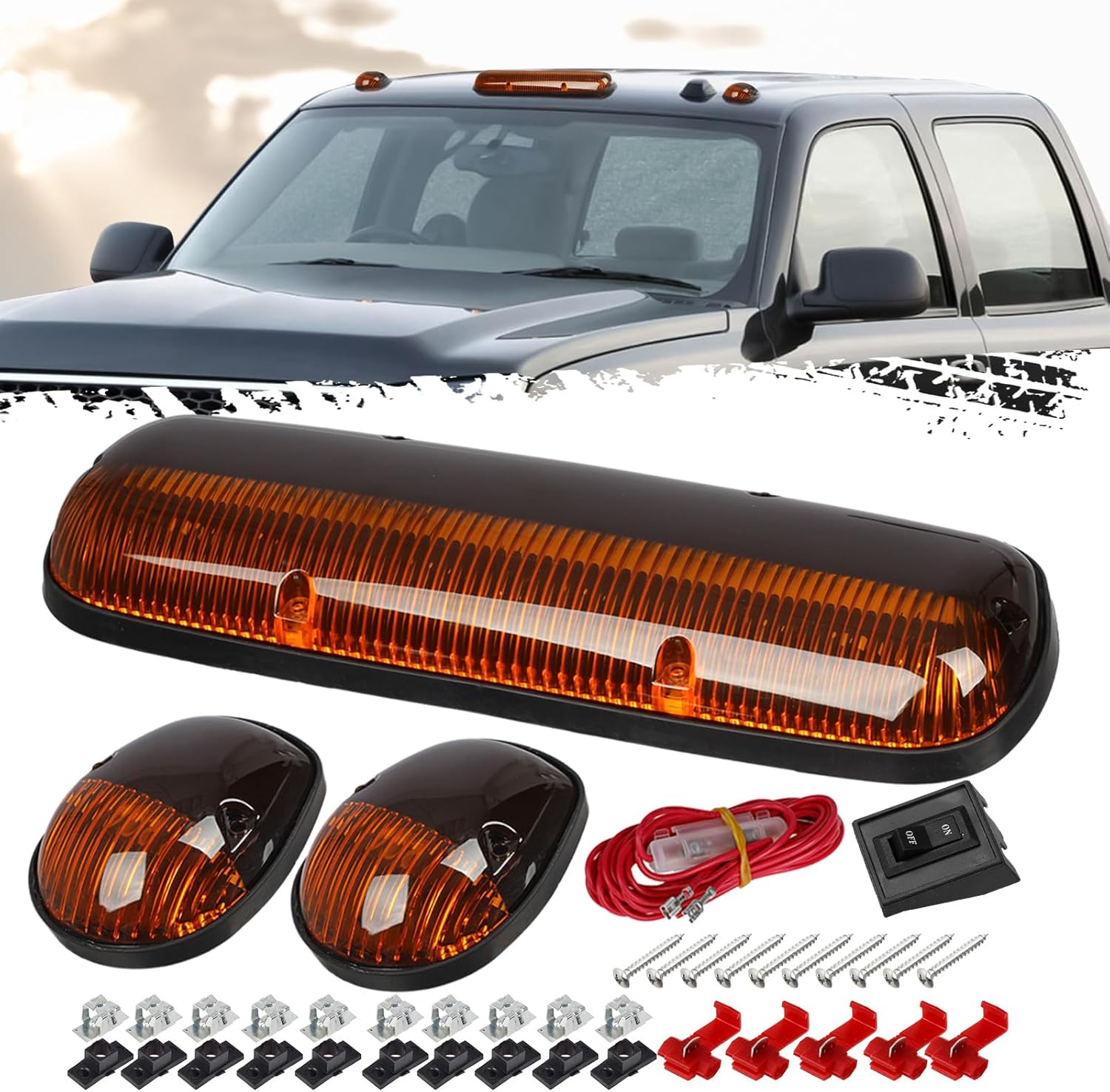 Partsam Amber Cab Marker Light Cover Kit for Silverado Trucks