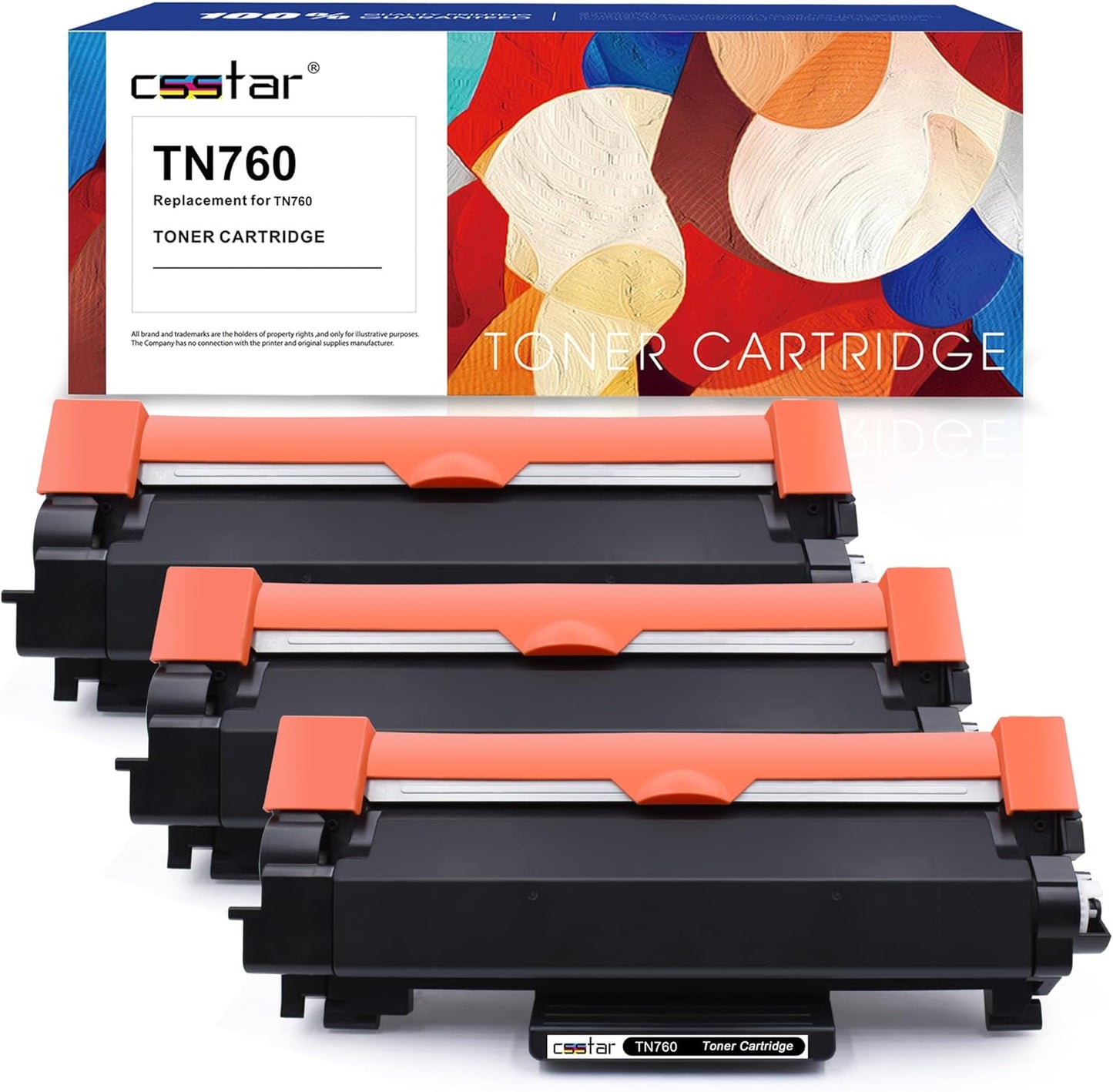 TN760 Toner Cartridges 3 Pack - High Performance for Brother Printers by CSSTAR
