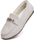 Women's Suede Loafers with Fleece Lining - Comfortable Slip On Flats