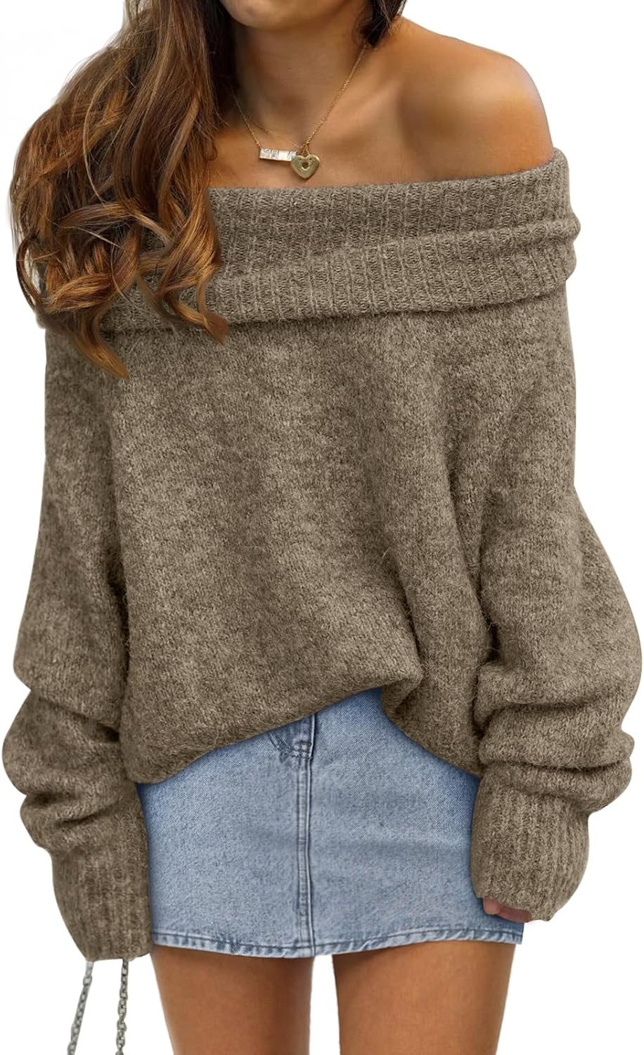 LILLUSORY Womens Off The Shoulder Sweater for Stylish Comfort