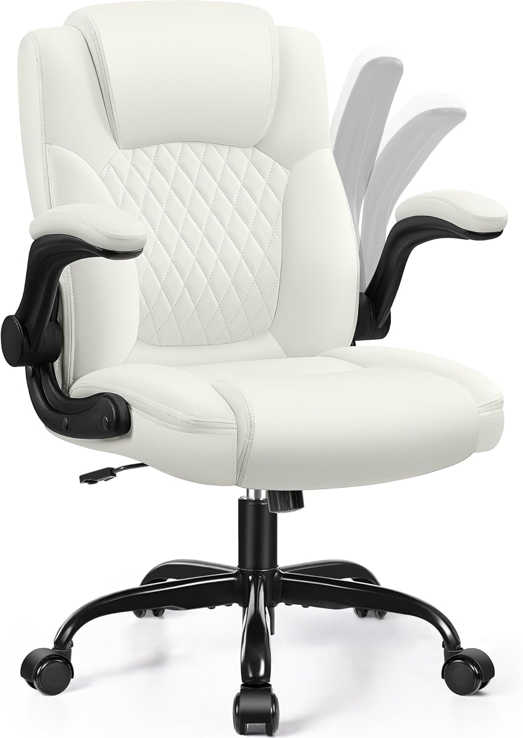 Ergonomic Leather Office Chair with Adjustable Armrests and Wheels