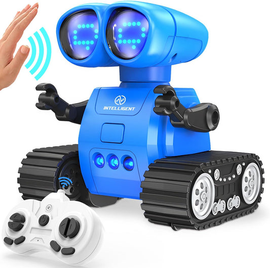 Rechargeable Remote Control Robot with Demo Mode, Music & LED Eyes - Blue