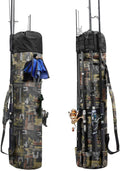 Canvas Fishing Rod & Reel Organizer Bag - Holds 5 Poles, 48.4in