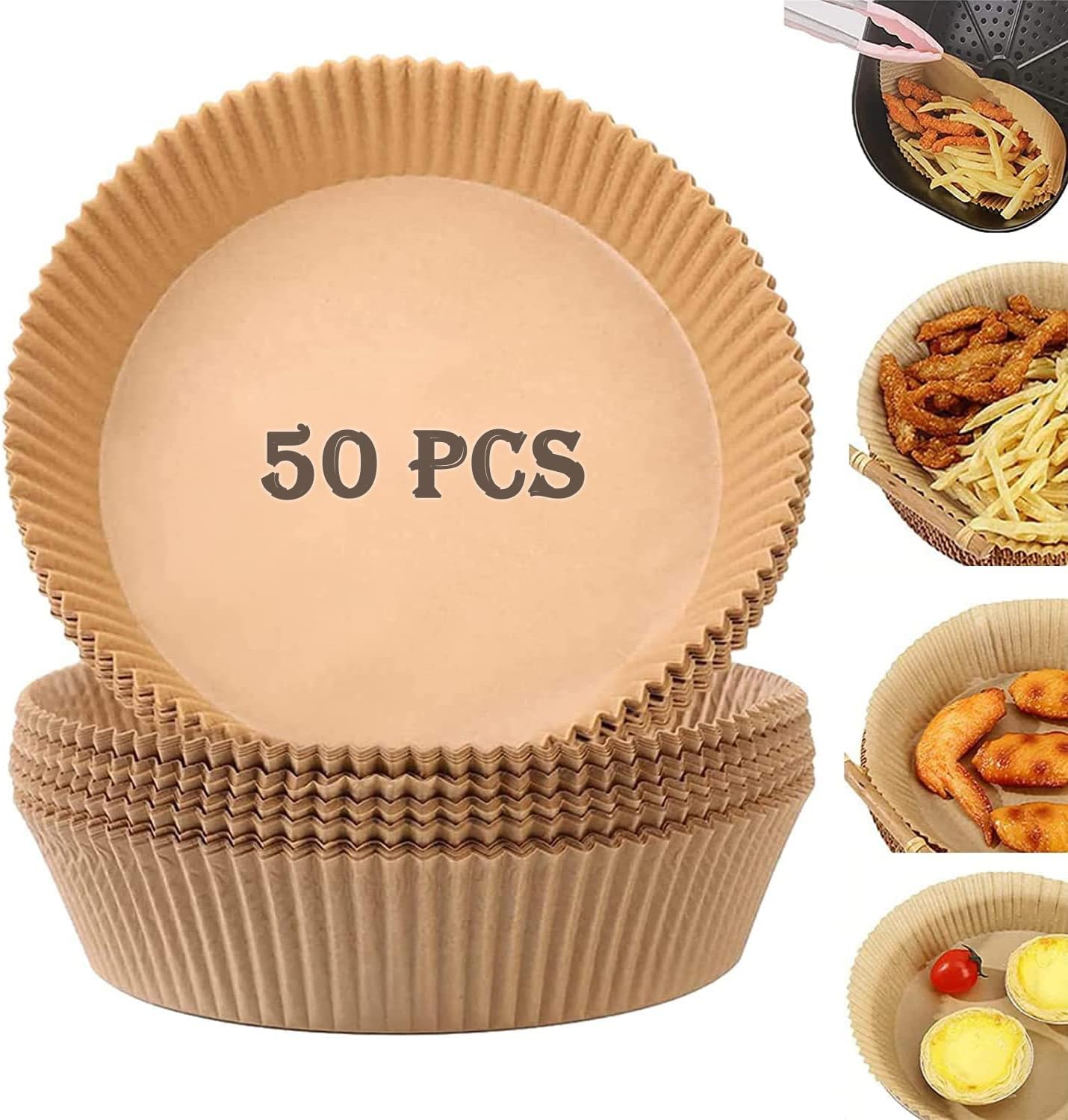 50 Non-Stick Air Fryer Liners - Oil-Proof Baking Paper